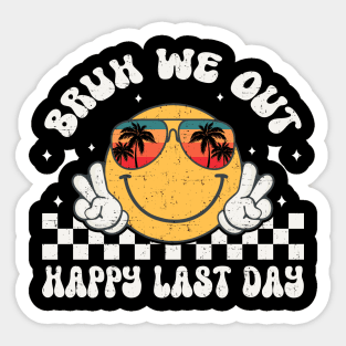 Smile Face Summer Bruh We Out Teachers Groovy Retro Happy Last Day Of School Sticker